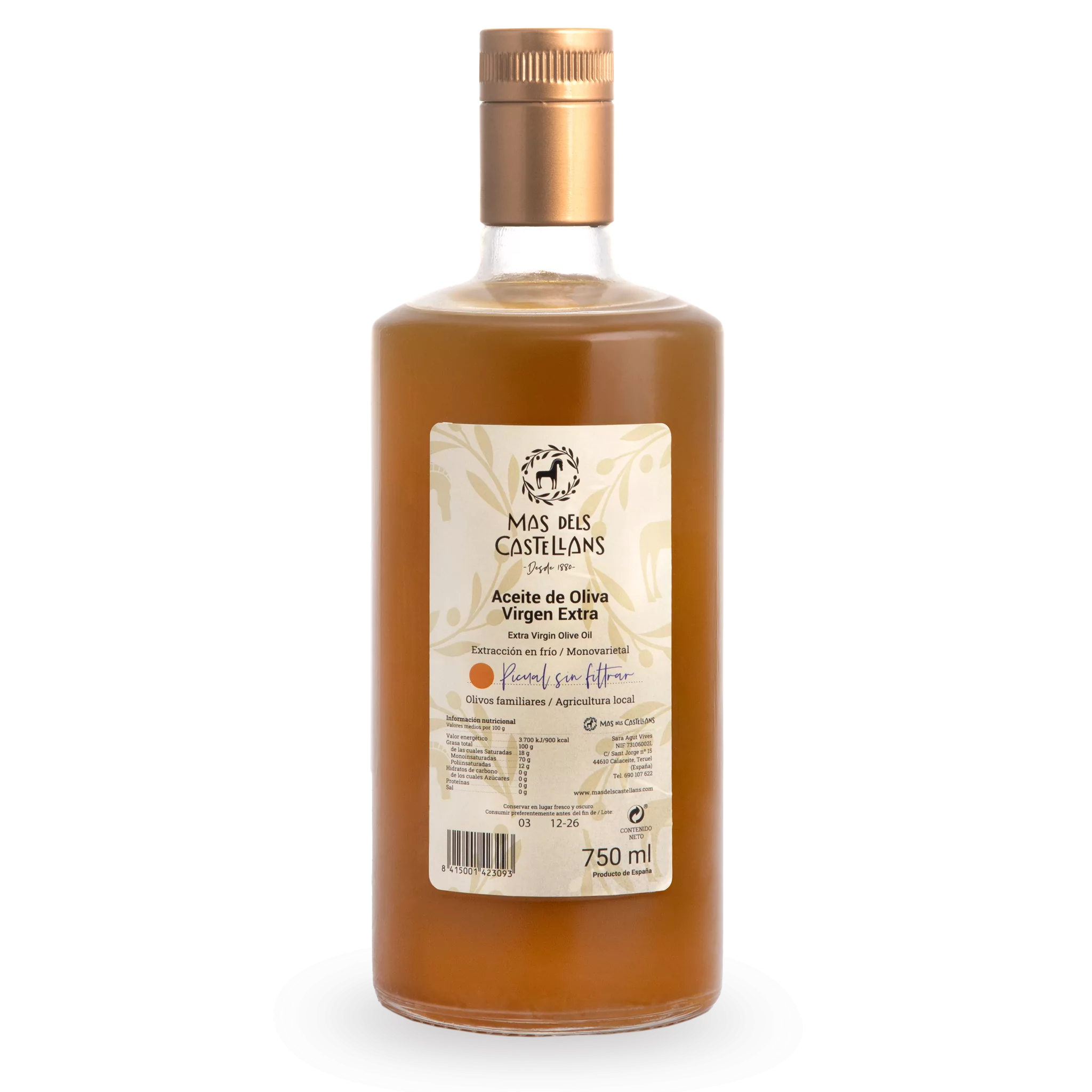 Picual Oliba Olio 0,75L Iragazi Gabe MAS DELS CASTELLANS